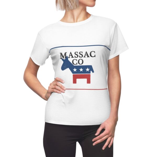 White Women's Cut & Sew Tee with Massac County Logo - Image 4