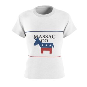 White Women's Cut & Sew Tee with Massac County Logo